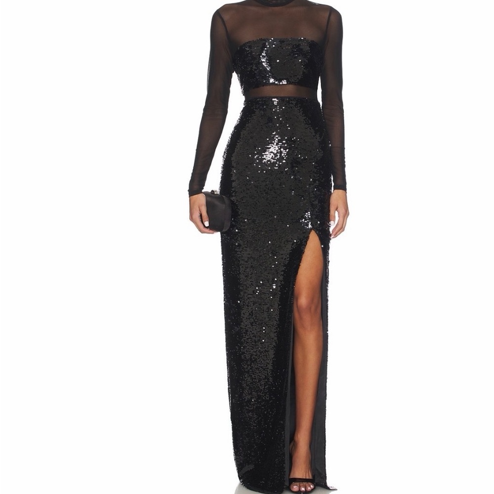 Likely Black Sequin Long Sleeve Dress